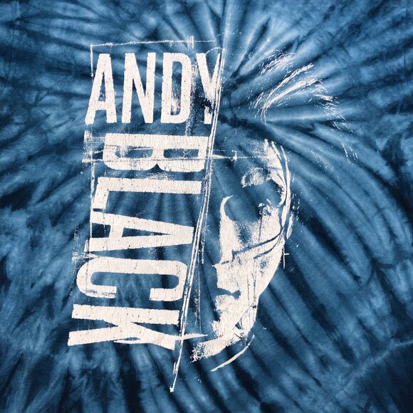 Andy Black T-Shirt Mens L Blue White Tie Dye Vans Warped Tour 2017 Short Sleeve - Picture 5 of 9
